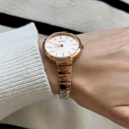 Elegancki damski zegarek Lorus z bransoletką w różowym złocie RG214LX9