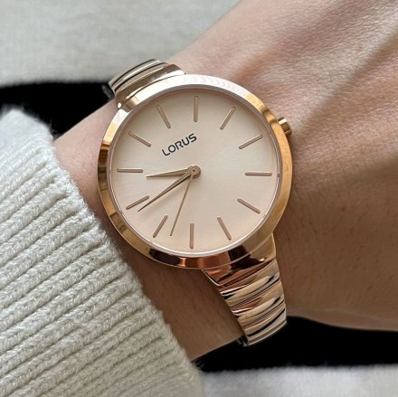 Elegancki damski zegarek Lorus z bransoletką w różowym złocie RG214LX9