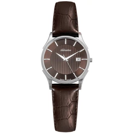 Klasyczny szwajcarski zegarek damski Adriatica z brązowym paskiem A3146.521GQ