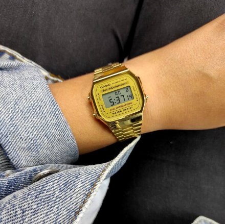 Złoty zegarek Casio Vintage z wyświetlaczem A168WG-9EF w stylu Retro