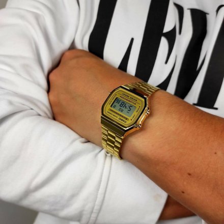 Złoty zegarek Casio Vintage z wyświetlaczem A168WG-9EF w stylu Retro