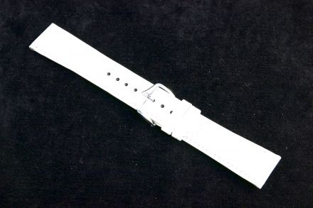 Biały pasek skórzany 20 mm HIRSCH Crocograin 12302800-2-20 (M)