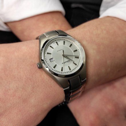 Srebrny szwajcarski zegarek męski Adriatica na bransolecie A1236.5113Q