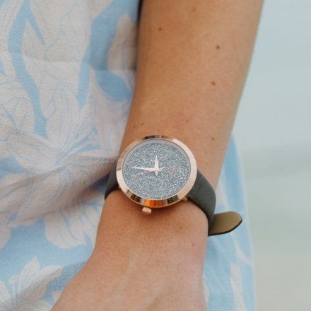 Szary damski zegarek szwajcarski Adriatica z brokatową tarczą A3646.9217Q