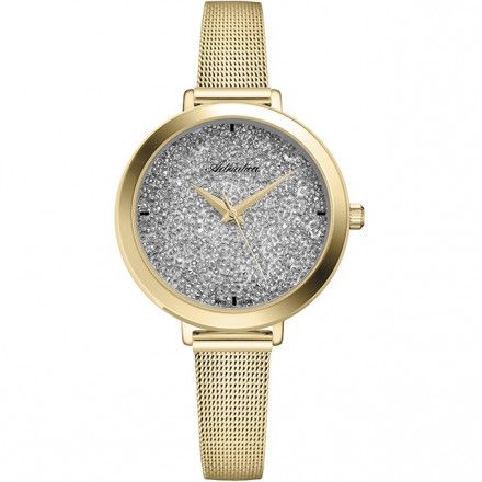 Złoty zegarek z brokatową tarczą damski szwajcarski Adriatica A3787.1113Q BESTSELLER