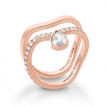 Różowozłote pierścionki Michael Kors fale z kryształami r. 9 MKJ7126791