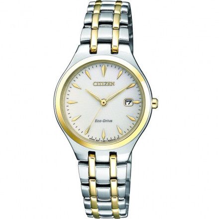 Złoto-srebrny zegarek damski Citizen Eco Drive Elegance EW2484-82B