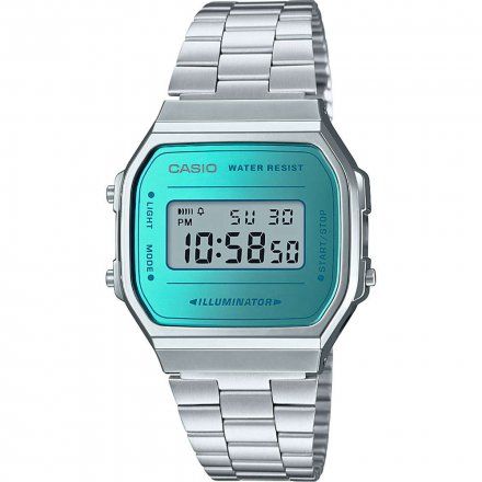 Srebrny zegarek Casio Vintage Tiffany Blue A168WEM-2EF w stylu Retro
