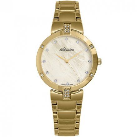 Złoty zegarek szwajcarski damski Adriatica z bransoletką A3696.114SQZ