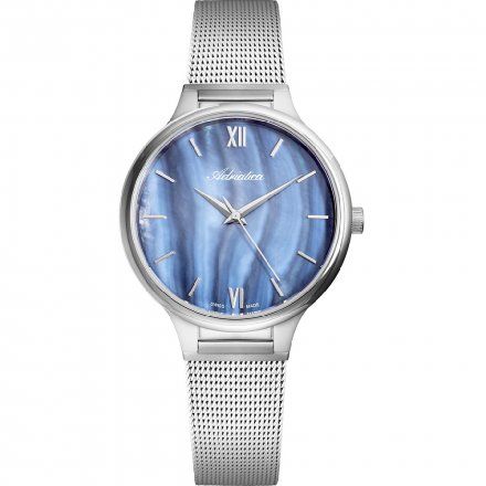 Srebrny szwajcarski zegarek damski z perłową tarczą A3715.516ZQ