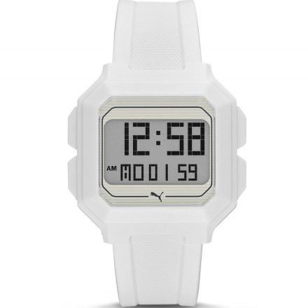 Biały zegarek sportowy Puma z wyświetlaczem Remix P5018