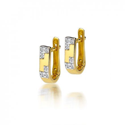 Klasyczne złote kolczyki angielskie z diamentami • Złoto 585 Brylanty 0.10ct