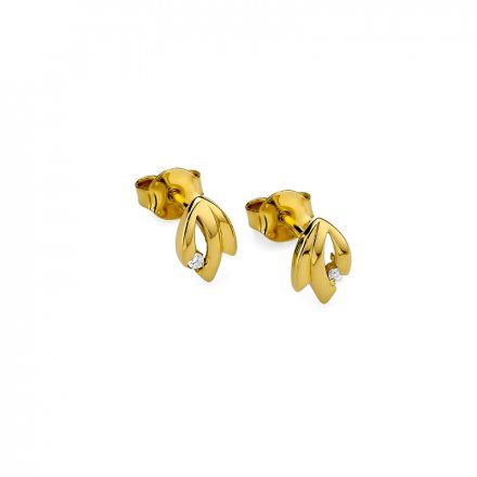 Delikatne złote kolczyki wkrętki z diamentami • Złoto 585 Brylanty 0.03ct