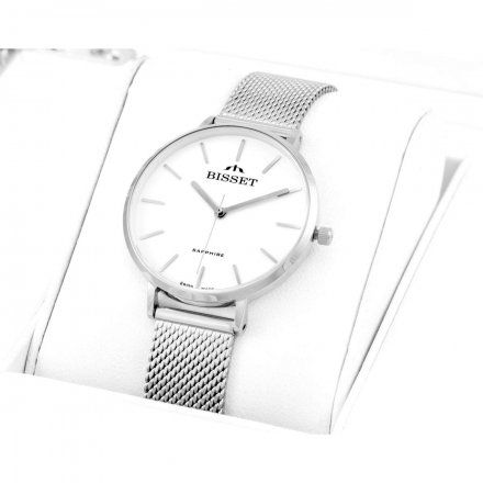 Srebrny szwajcarski zegarek damski Bisset na bransolecie BSBF32 BIS109