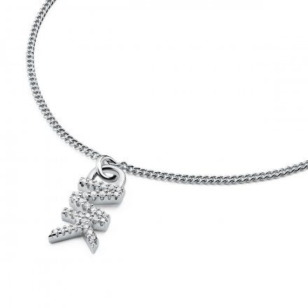 Srebrna bransoletka Michael Kors z zawieszką MK Logo z kryształkami MKC1240AN040