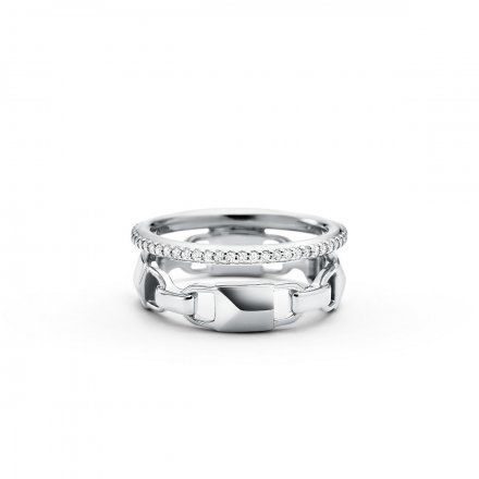 Srebrny pierścionek Michael Kors  r. 14 obrączka kłódki MKC1025AN040