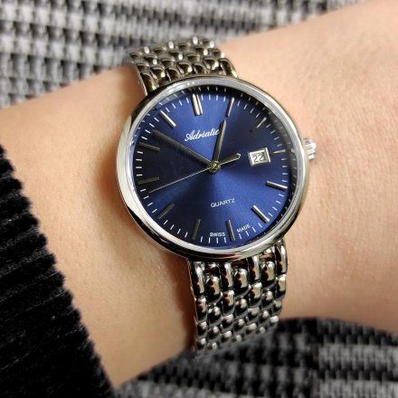 Klasyczny szwajcarski zegarek damski Adriatica z niebieską tarczą A3170.5115Q