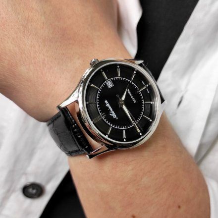 Elegancki szwajcarski zegarek męski Adriatica na czarnym pasku A1296.5214Q