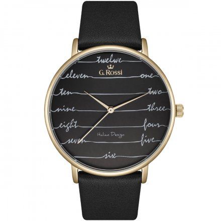 Zegarek damski G.Rossi złoty z czarnym paskiem G.R12600A-1A2