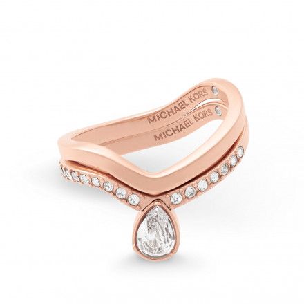 Różowozłote pierścionki Michael Kors fale z kryształami r. 11 MKJ7126791