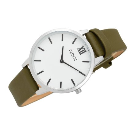 Srebrny damski zegarek z zielonym paskiem PACIFIC X6023-06