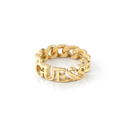 Złoty pierścionek Guess napis GUESS A STAR IS BORN UBR70024-56