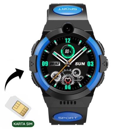 Smartwatch dla dziecka SIM GPS WIDEO ROZMOWY Czarno-niebieski Pacific 31-02 + TOREBKA KOMUNIJNA