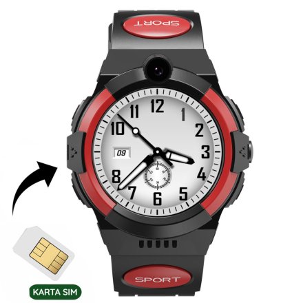 Smartwatch dla dziecka SIM GPS WIDEO ROZMOWY Czarno-czerwony Pacific 31-03 