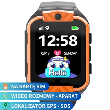 Smartwatch dla dzieci SIM GPS WIDEO ROZMOWY Pomarańczowy Pacific 32-03 + TOREBKA KOMUNIJNA