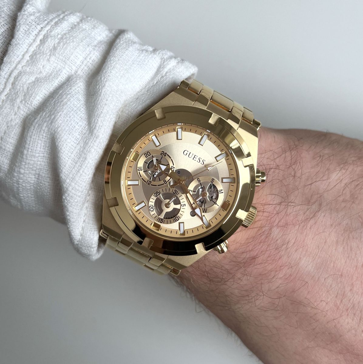 Złoty zegarek męski Guess Continental z bransoletką GW0260G4 - 1 199,00 zł  - Otozegarki.pl
