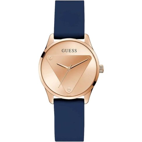 Różowy zegarek damski Guess Emblem z granatowym paskiem GW0509L1 - 368,39  zł - Otozegarki.pl