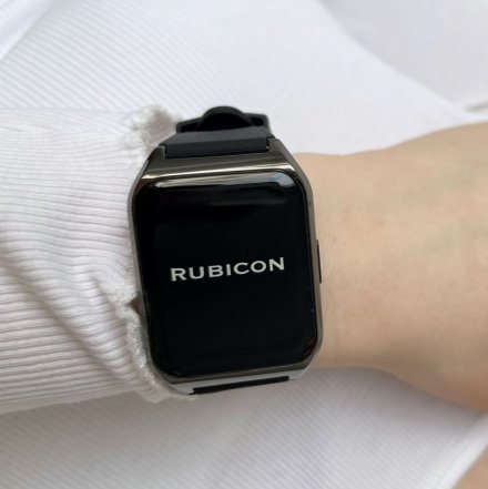 Smartwatch z funkcją rozmowy Termometr Ciśnienie Rubicon RNCE89 czarny z paskiem SMARUB155