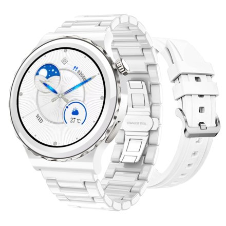 Damski smartwatch z funkcją rozmowy Rubicon RNCE92 biało-srebrny bransoletka SMARUB170