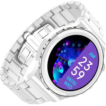 Damski smartwatch z funkcją rozmowy Rubicon RNCE92 biało-srebrny bransoletka SMARUB170