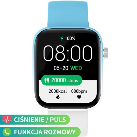 Niebieski smartwatch z funkcją rozmów Rubicon RNCE97 SMARUB186