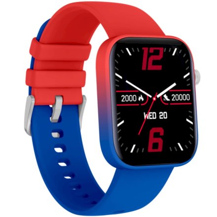 Czerwono-niebieski smartwatch z funkcją rozmów Rubicon RNCE97 SMARUB188