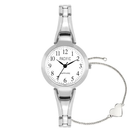 Prezent srebrny zegarek + bransoletka serce PACIFIC S6015-01