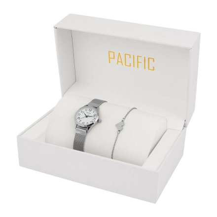 Prezent srebrny zegarek + bransoletka serce PACIFIC X6131-01