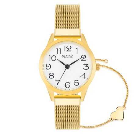 Prezent złoty zegarek + bransoletka serce PACIFIC X6131-02