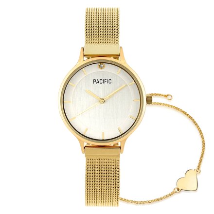 Prezent złoty zegarek + bransoletka serce PACIFIC X6133-03