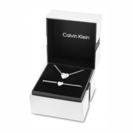 Komplet srebrny naszyjnik i bransoletka z serduszkiem Calvin Klein Linked 35700003