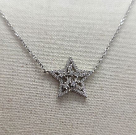 Srebrny naszyjnik celebrytka z gwiazdą z cyrkoniami GR66 • Srebro 925