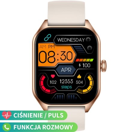 Złoty smartwatch z funkcją rozmowy Rubicon RNCF03 SMARUB206