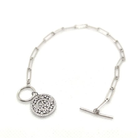 Srebrna bransoletka damska z ozdobnym cyrkoniowym zegarem GR67  • Srebro 925
