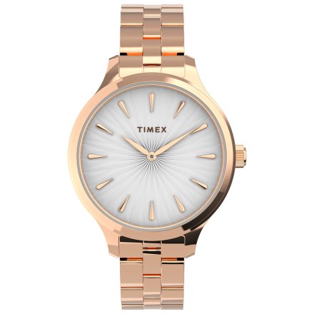 Różowozłoty zegarek Timex Peyton z bransoletką TW2V06300
