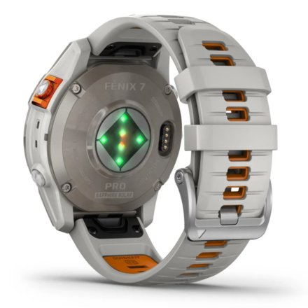 Zegarek Garmin Fenix 7 Pro Sapphire Solar Tytan z mglisto szaro-pomarańczowym paskiem 010-02777-21