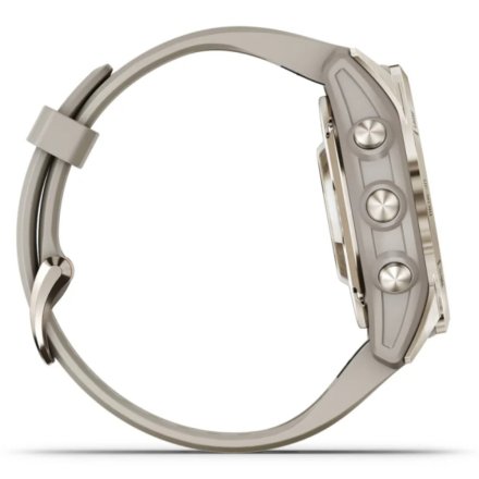 Zegarek Garmin Fenix 7S Pro Sapphire Solar złoty z piaskowym paskiem 010-02776-15