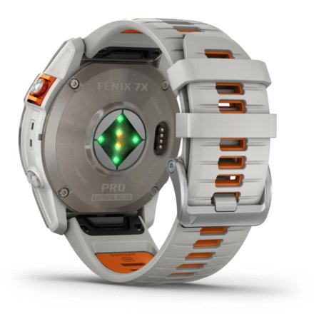 Zegarek Garmin Fenix 7X Pro Sapphire Solar Tytan z mglisto szaro-pomarańczowym paskiem 010-02778-15