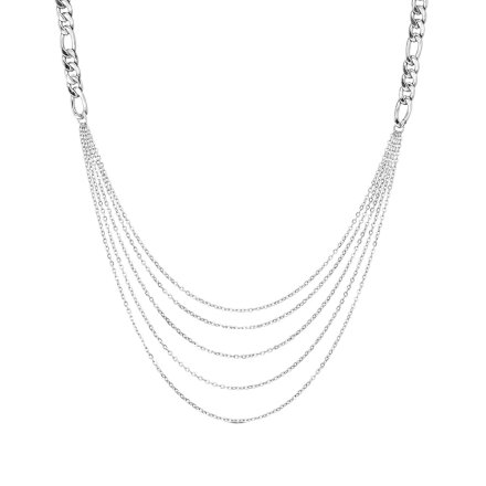Biżuteria naszyjnik damski srebrny splot figaro z łańcuszkami Venetto W461