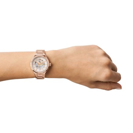 Damski złoty zegarek automatyczny Fossil Eevie BQ3781
